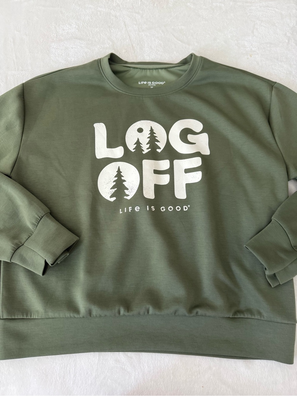 Life is Good "Log Off" crewneck sweatshirt tree graphic Women’s M D82